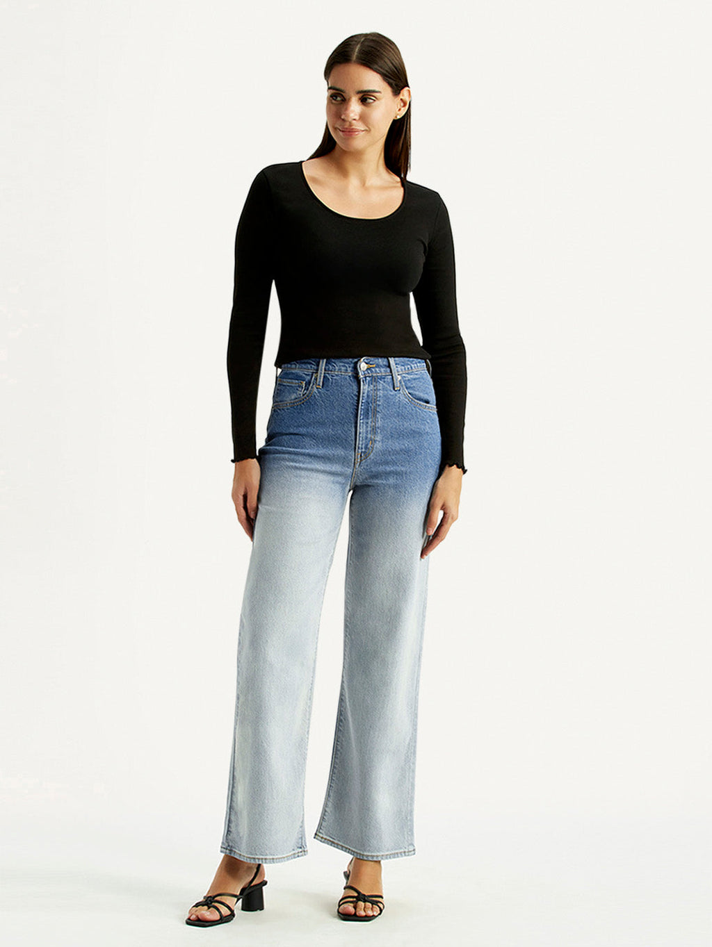 Women's Light Indigo Flared Fit High Rise Jeans