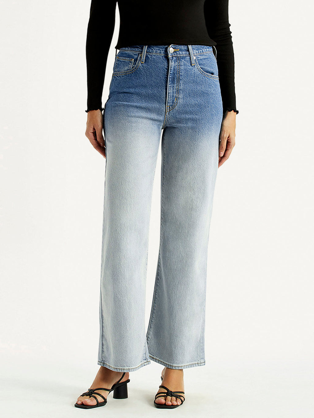 Women's Light Indigo Flared Fit High Rise Jeans