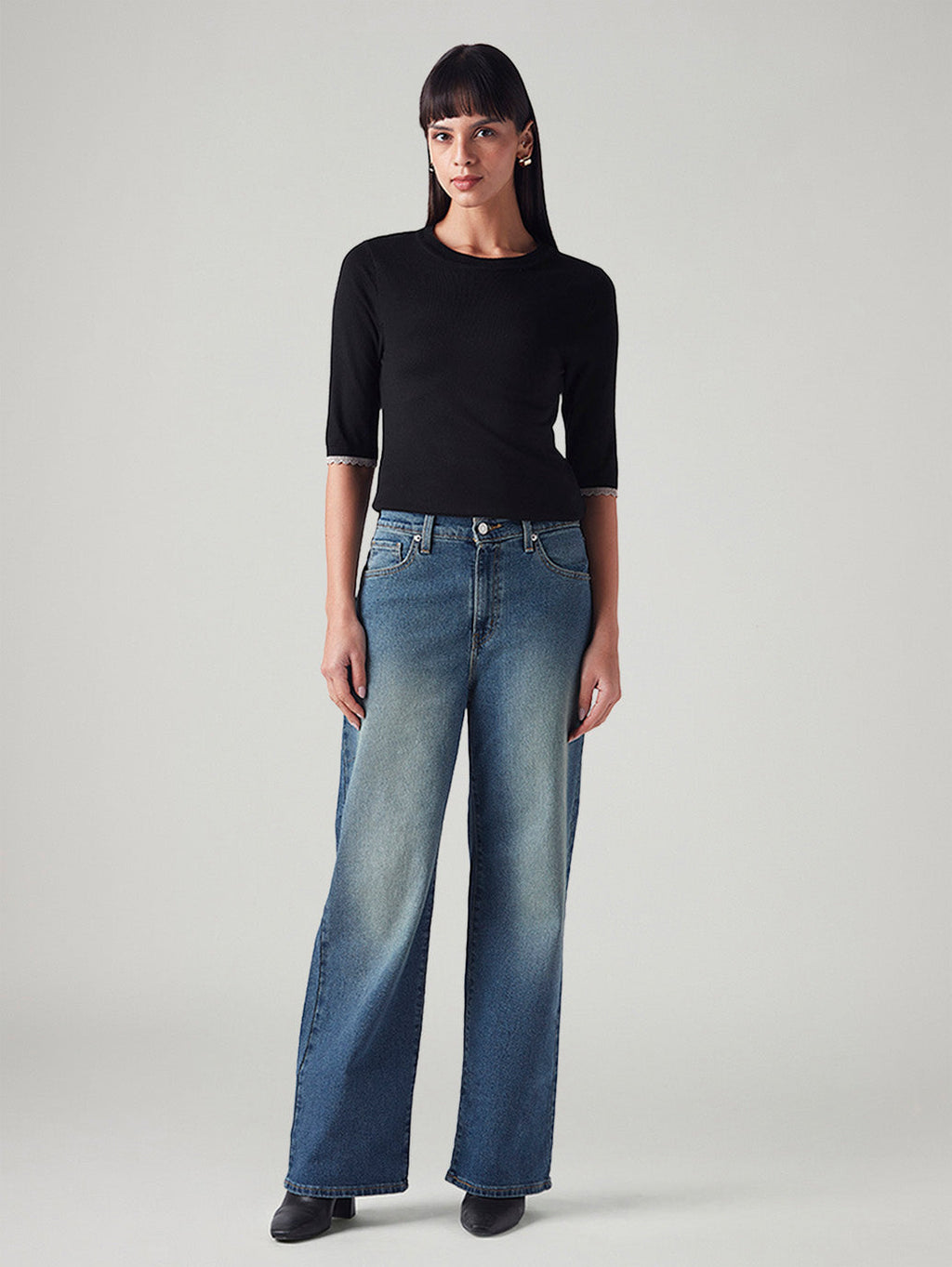Women's Blue Mile High Wide Leg Fit High Rise Jeans