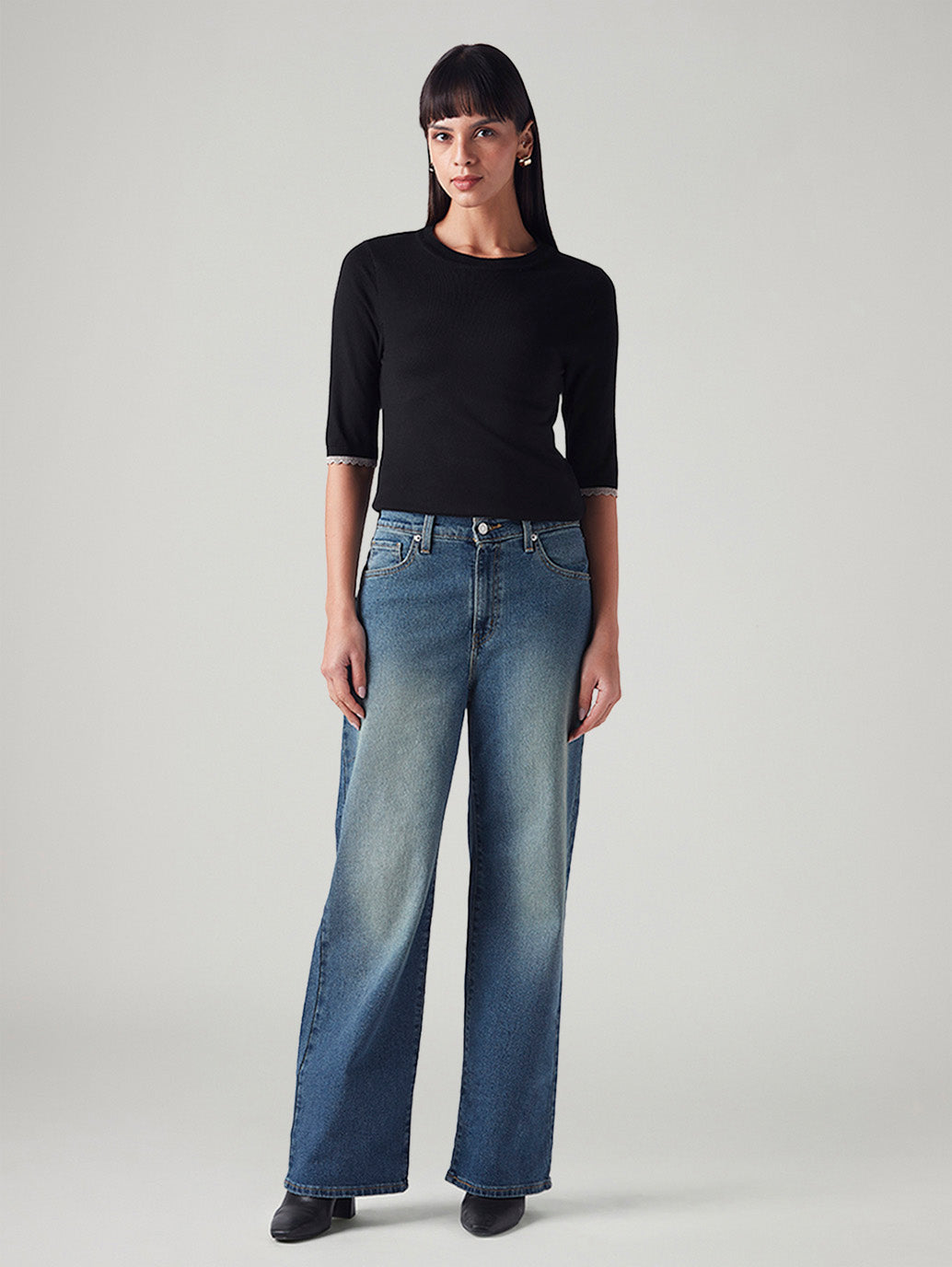 Women's Blue Mile High Wide Leg Fit High Rise Jeans