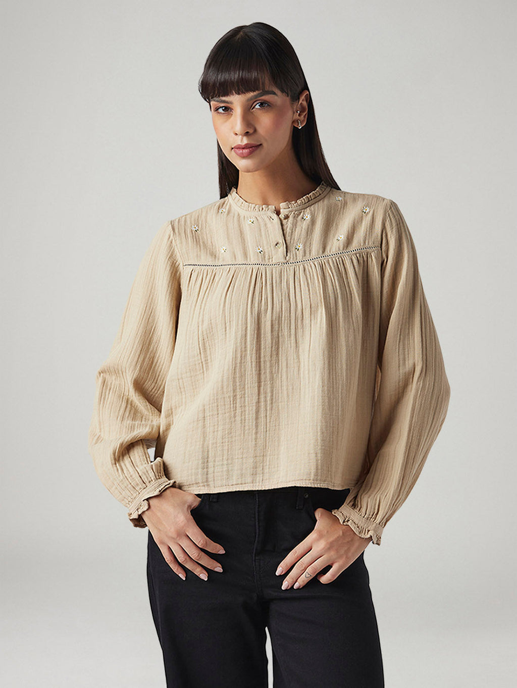 Women's Embroidered Regular Fit Top