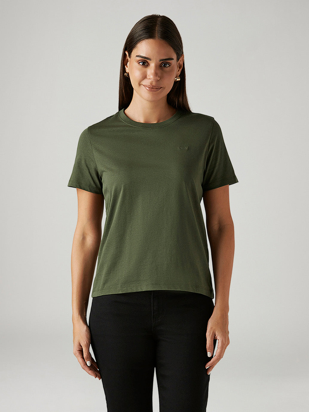 Women's Solid Olive Crew Neck T-shirt