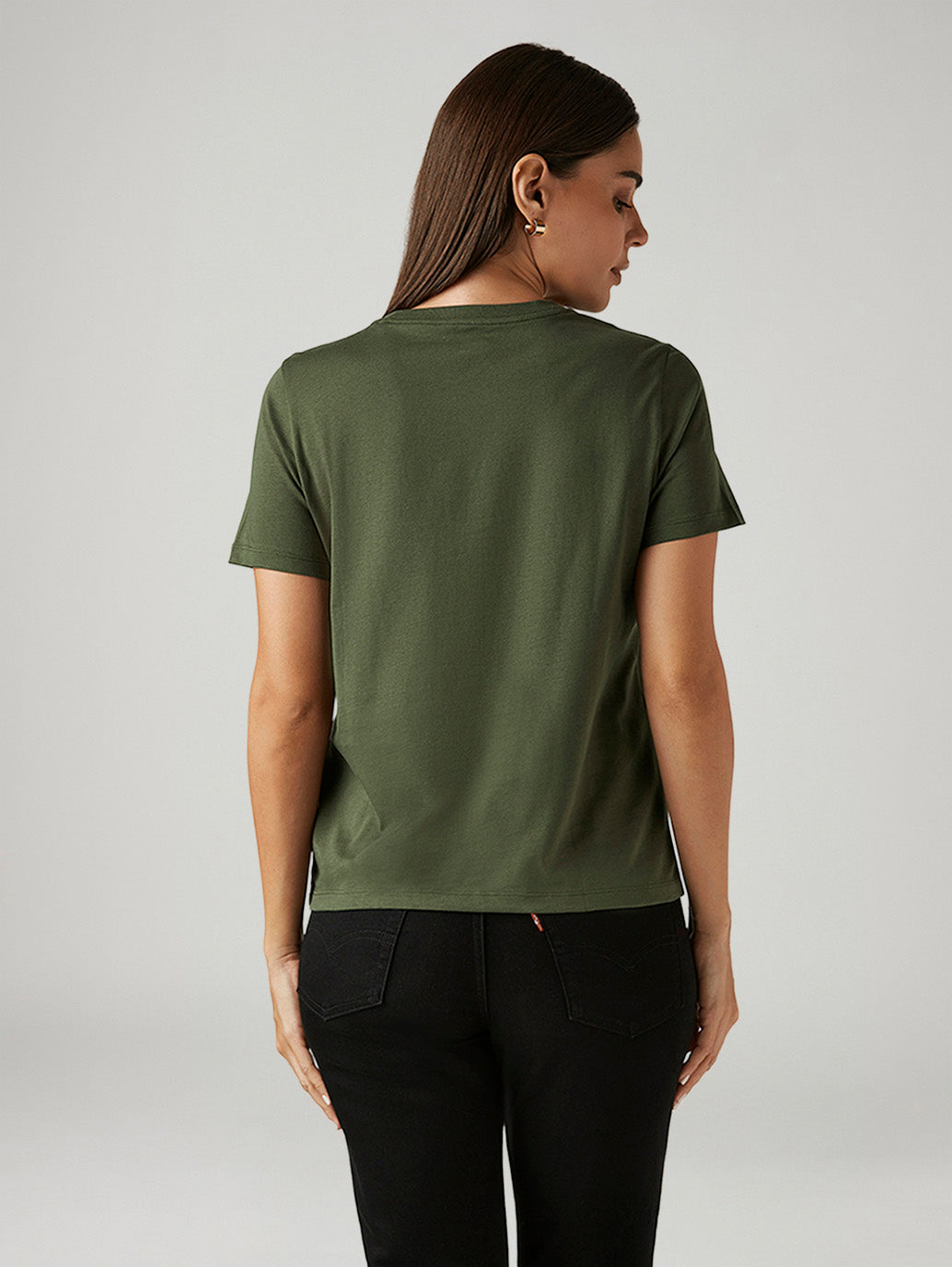 Women's Solid Olive Crew Neck T-shirt