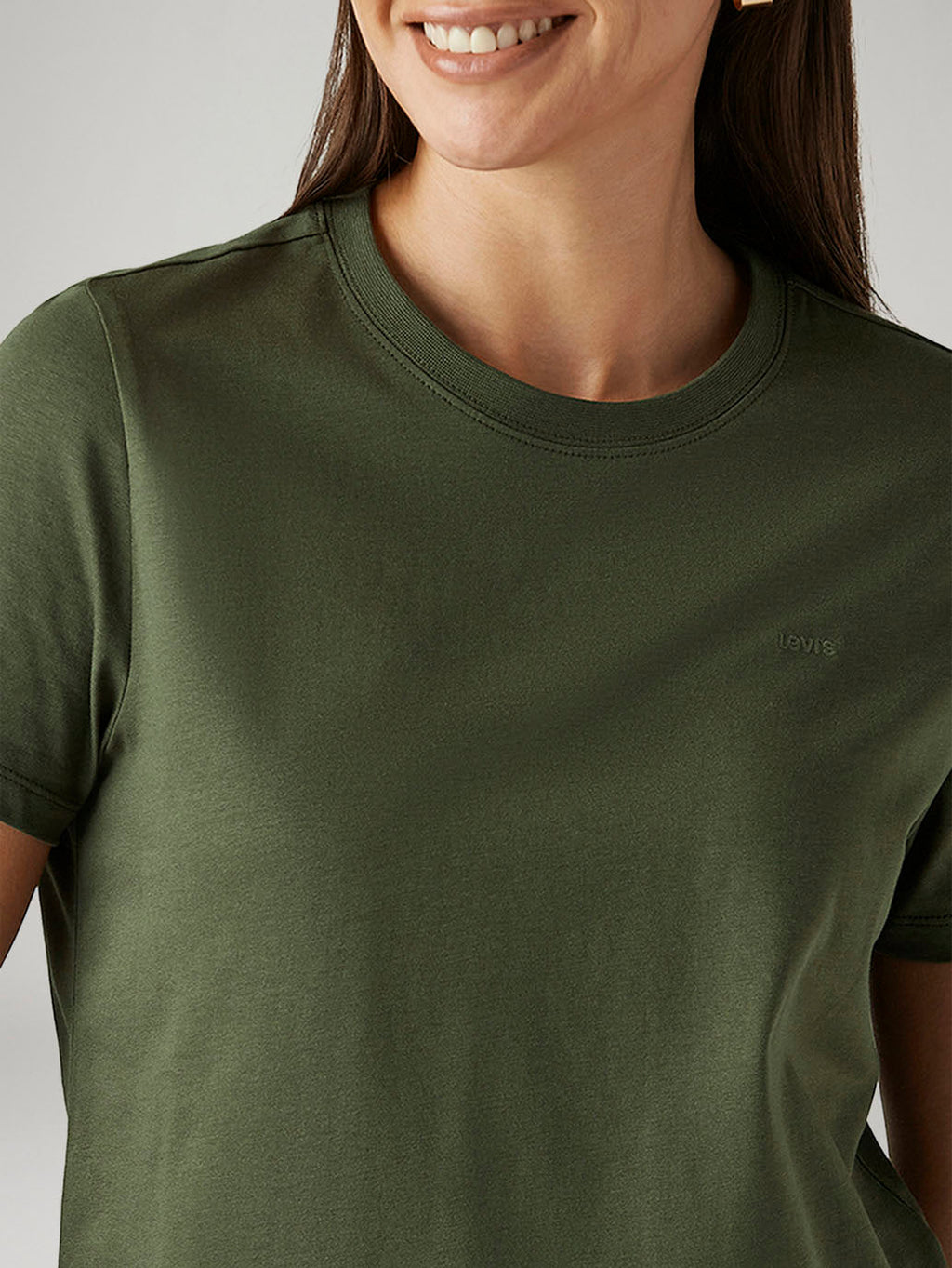 Women's Solid Olive Crew Neck T-shirt