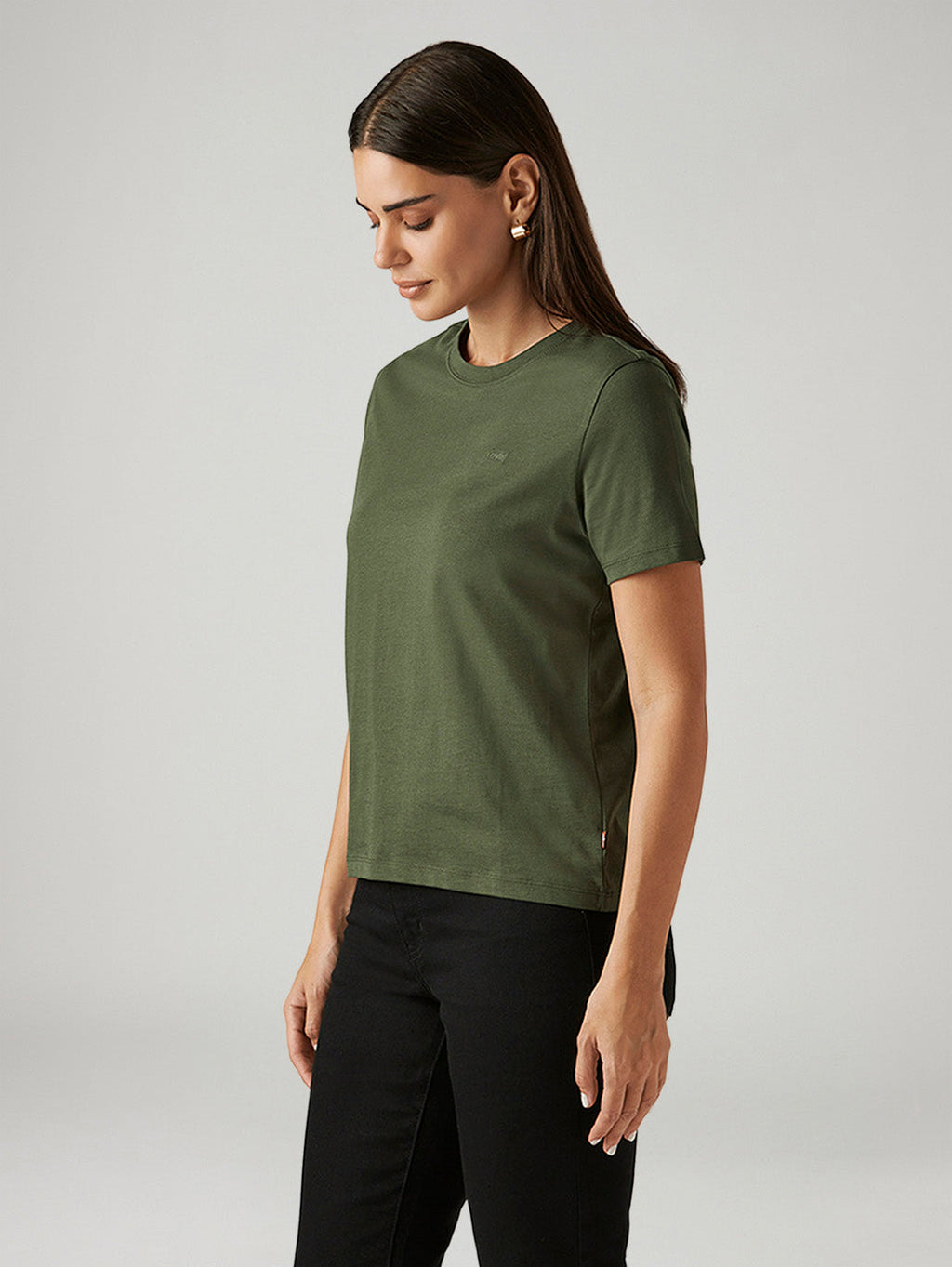 Women's Solid Olive Crew Neck T-shirt