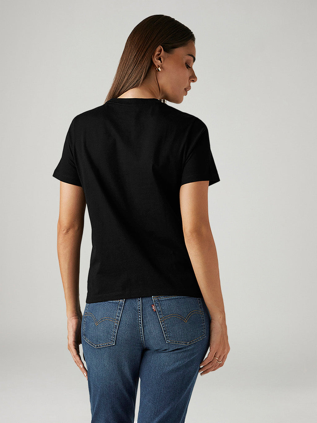 Women's Solid Black Crew Neck T-shirt