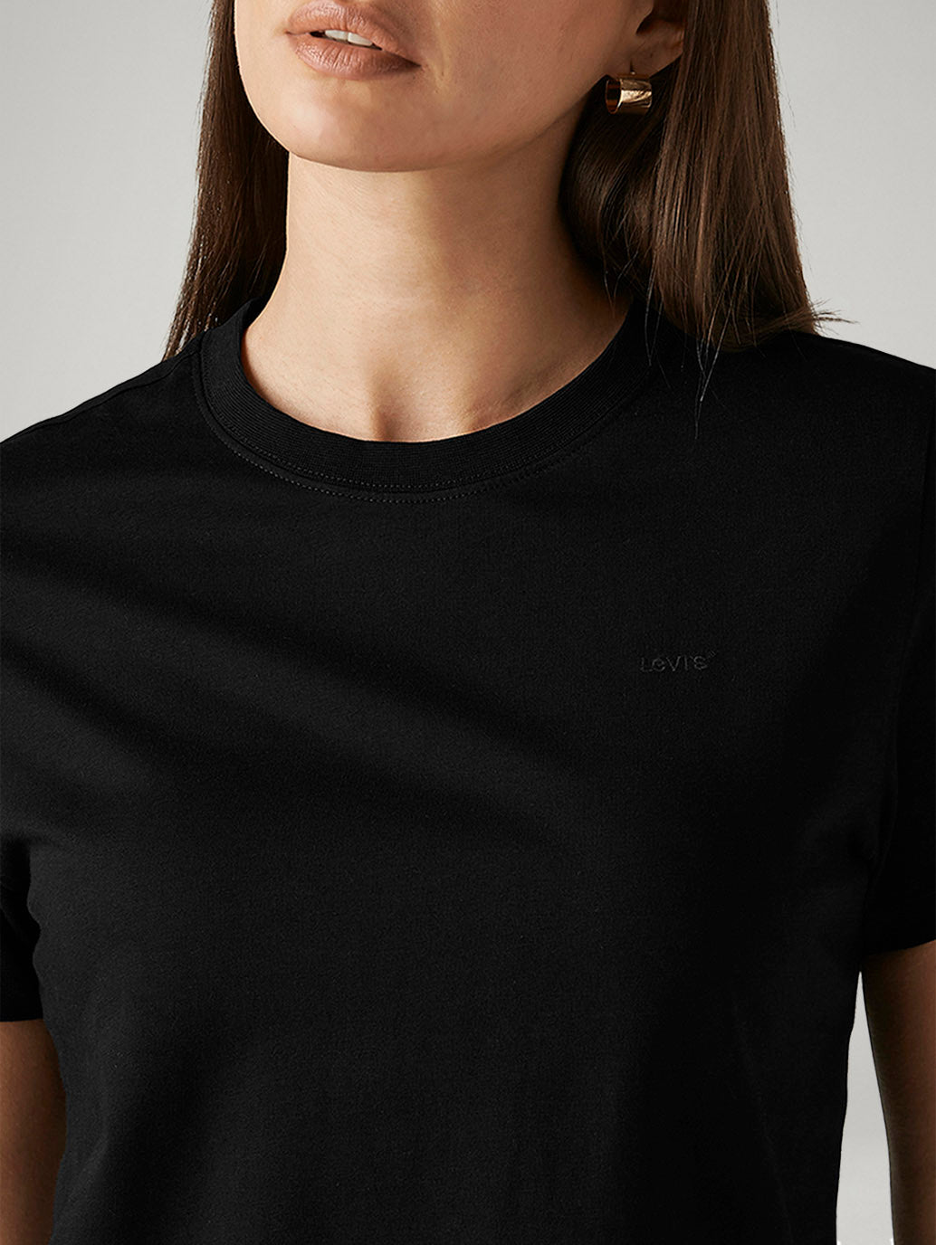 Women's Solid Black Crew Neck T-shirt