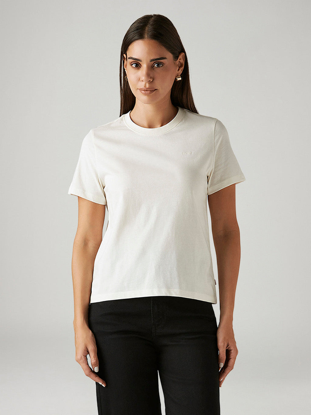 Women's Solid White Crew Neck T-shirt