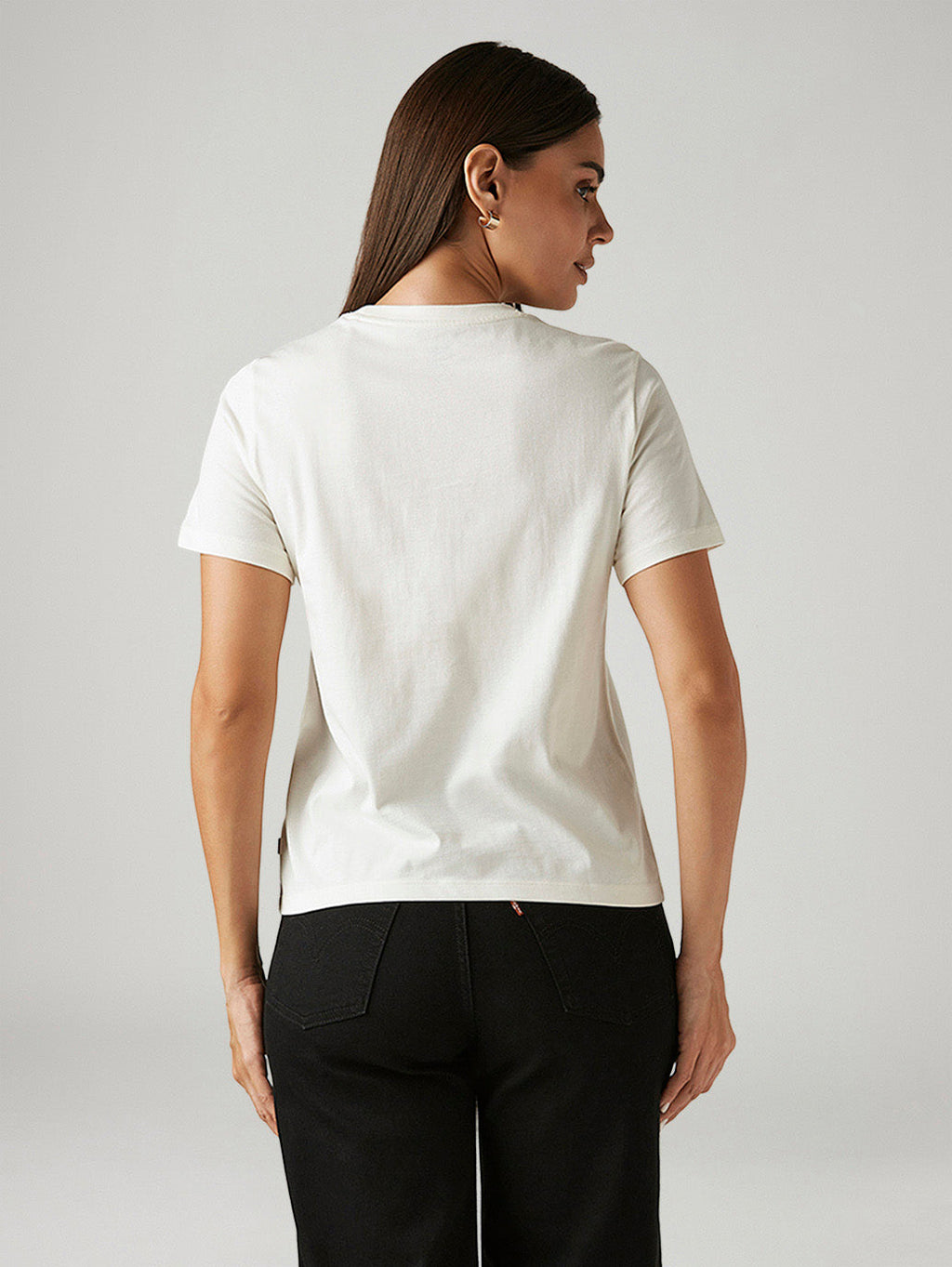 Women's Solid White Crew Neck T-shirt