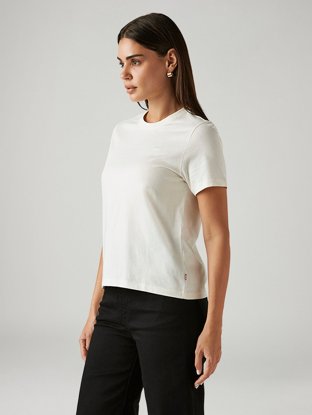 Women's Solid White Crew Neck T-shirt