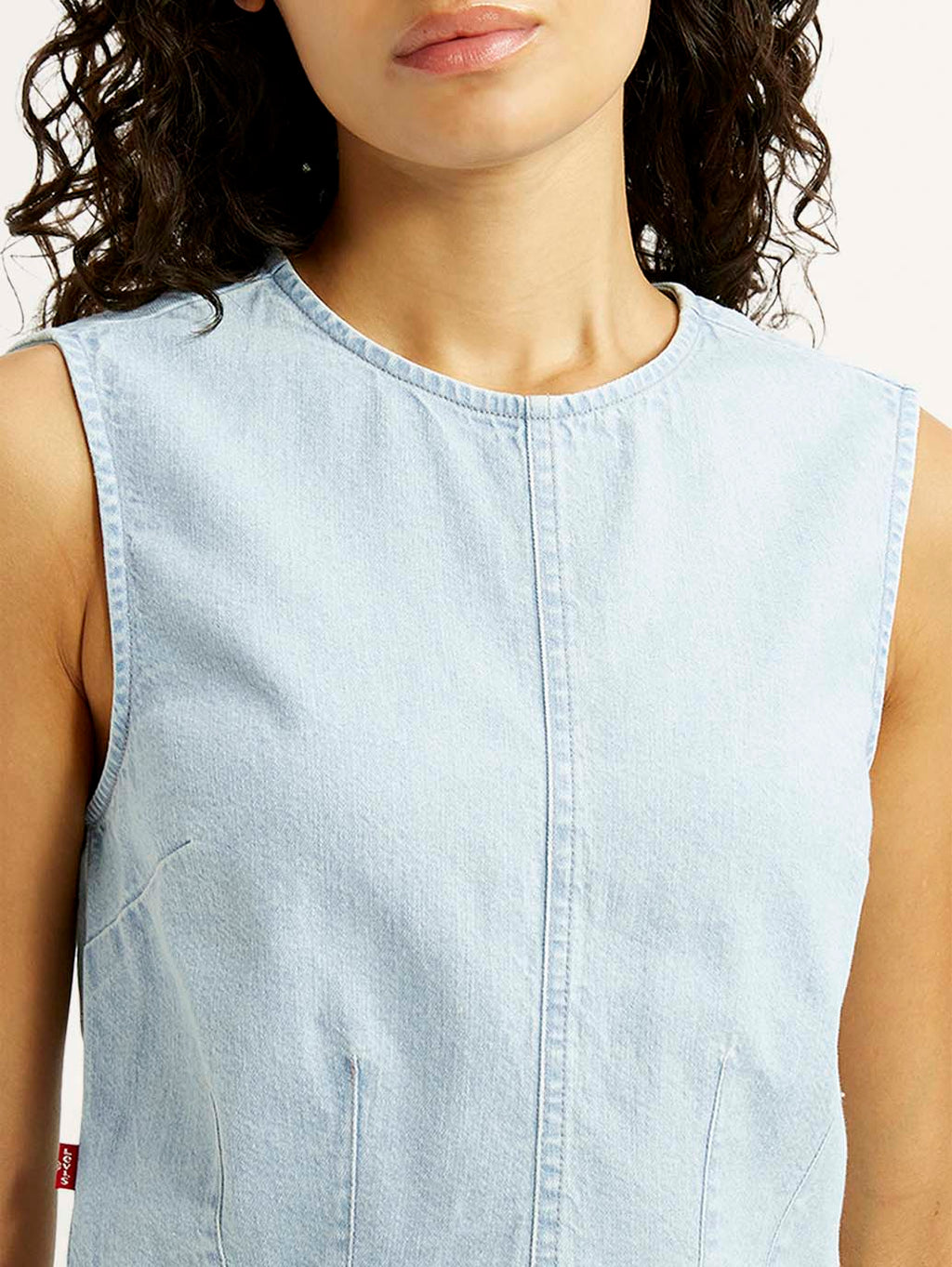 Women's Solid Indigo Round Neck Denim Top