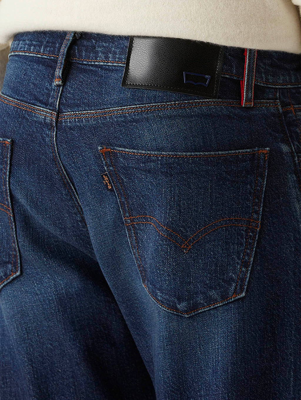 Men's 555 Dark Blue Relaxed Straight Fit Mid Rise Redloop Jeans