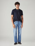 Men's 555 Light Blue Relaxed Straight Fit Mid Rise Redloop Jeans