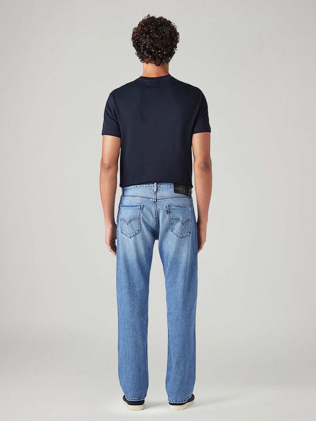 Men's 555 Light Blue Relaxed Straight Fit Mid Rise Redloop Jeans