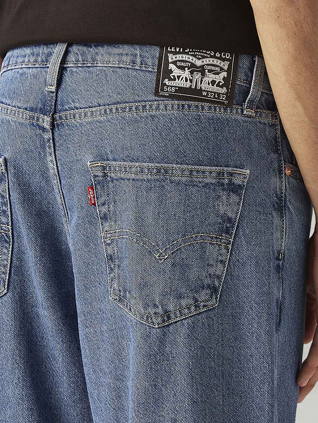 Men's 568 Blue Loose Fit Mid Rise Jeans