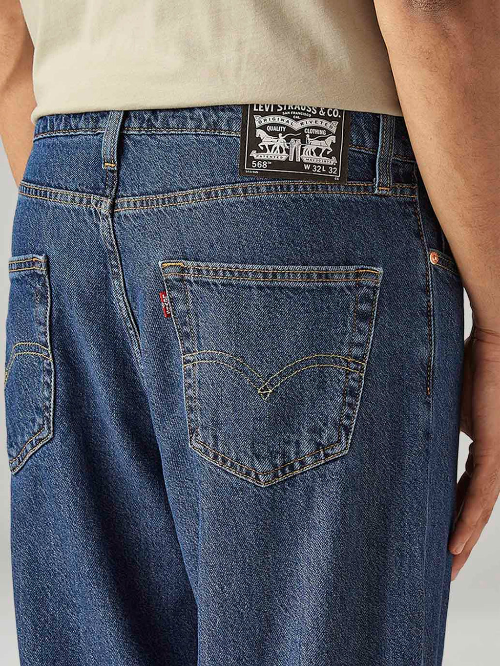 Men's 568 Dark Blue Loose Fit Mid Rise Jeans