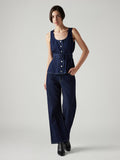 Women's Dark Blue Loose Bootcut Fit Mid Rise Jeans