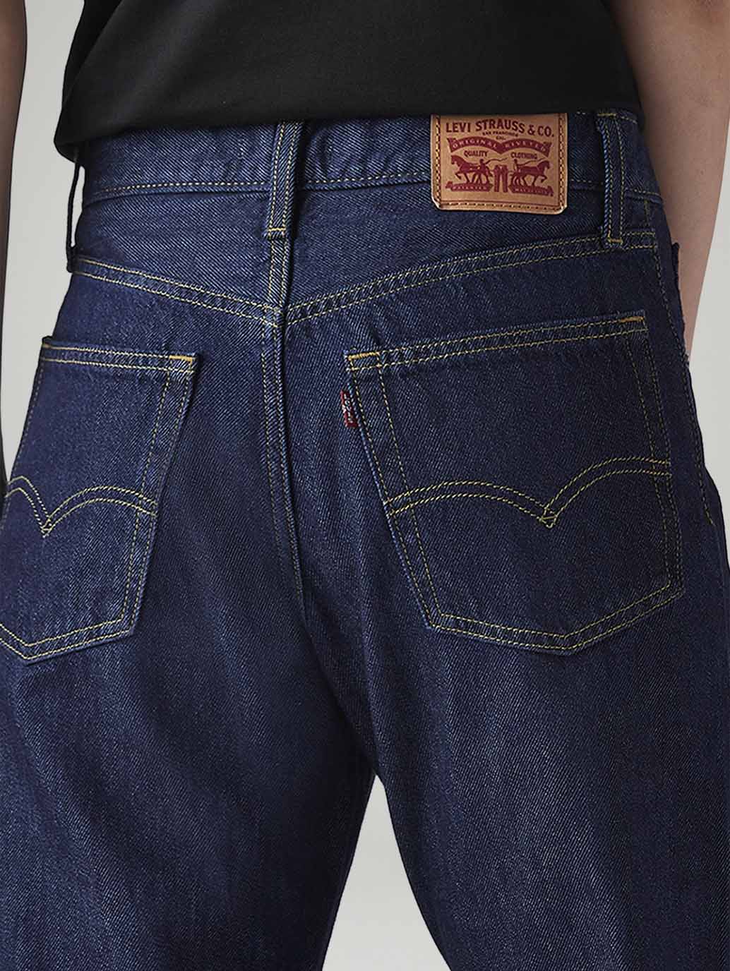 Women's Dark Blue Loose Bootcut Fit Mid Rise Jeans