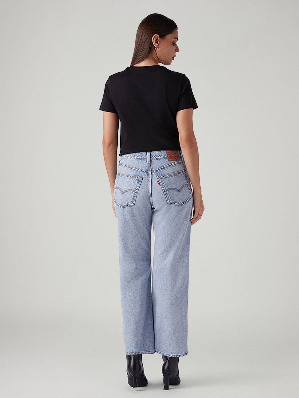 Women's Light Blue Loose Bootcut Fit Mid Rise Jeans