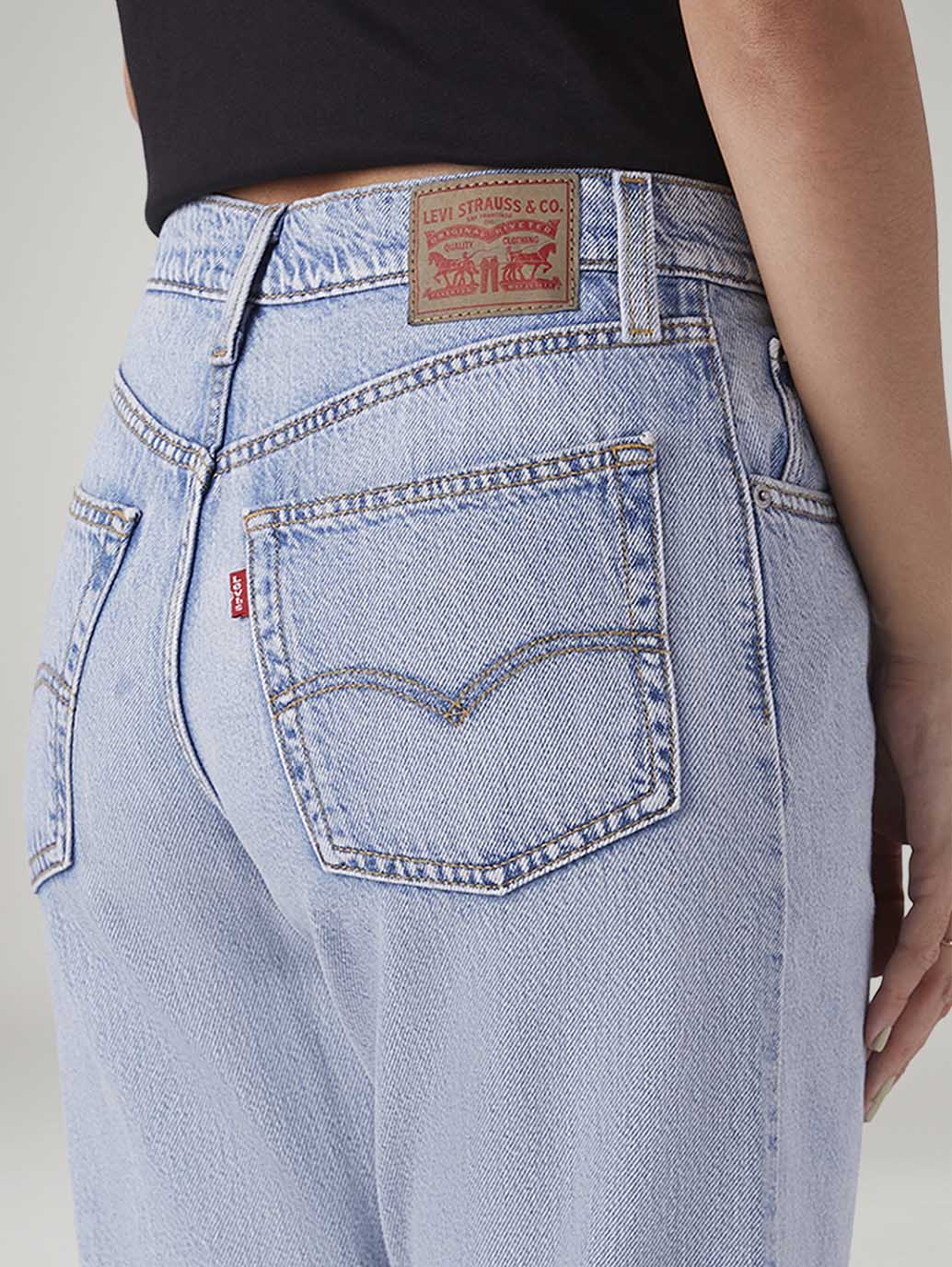 Women's Light Blue Loose Bootcut Fit Mid Rise Jeans