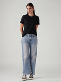 Women's Light Blue Loose Bootcut Fit Mid Rise Jeans