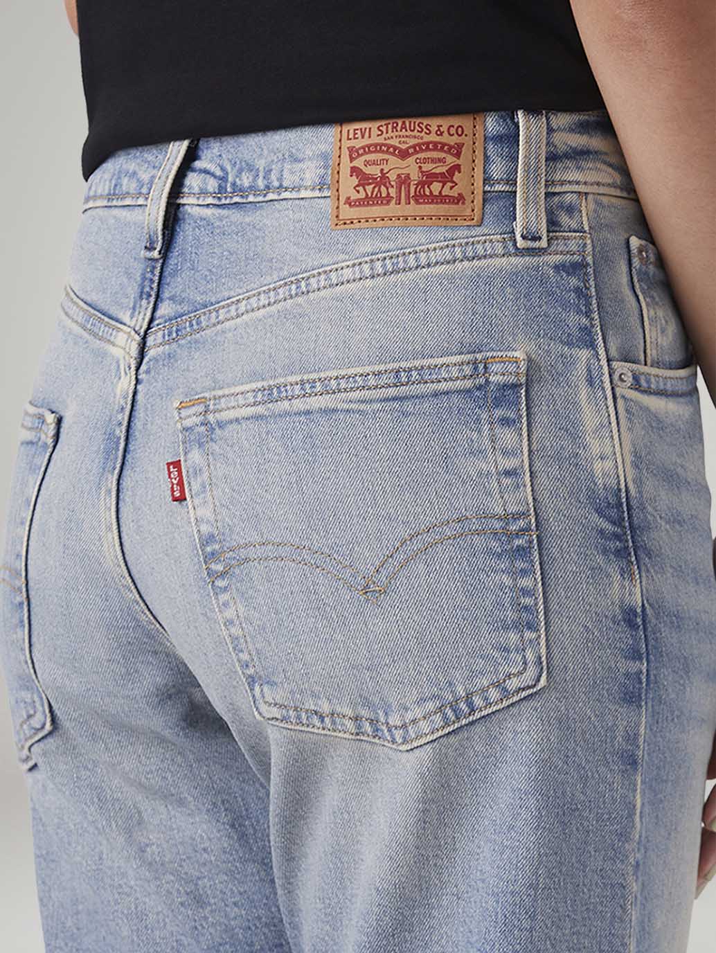 Women's Light Blue Loose Bootcut Fit Mid Rise Jeans
