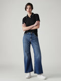 Women's Dark Indigo Loose Bootcut Fit Mid Rise Jeans