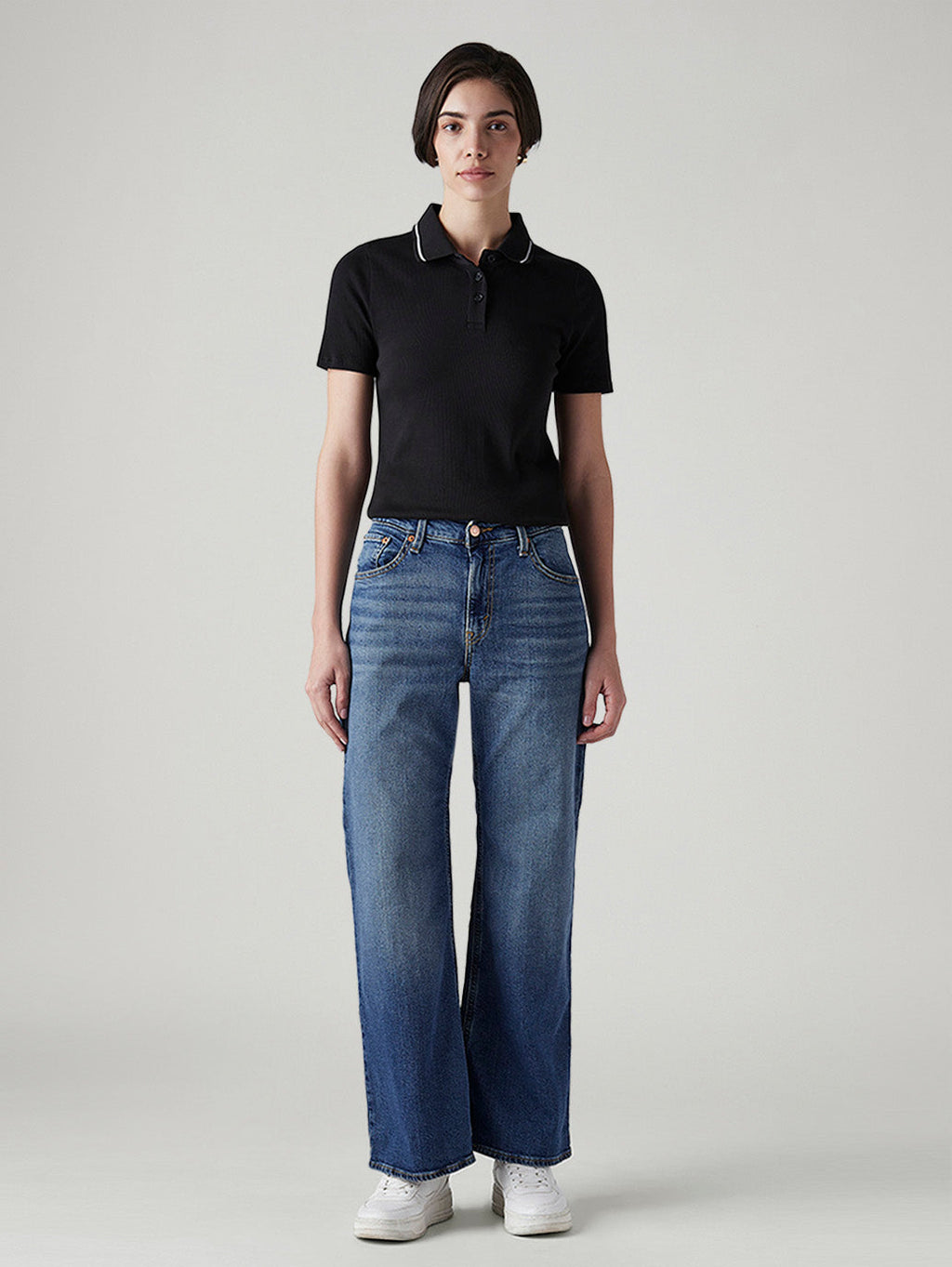 Women's Dark Indigo Loose Bootcut Fit Mid Rise Jeans