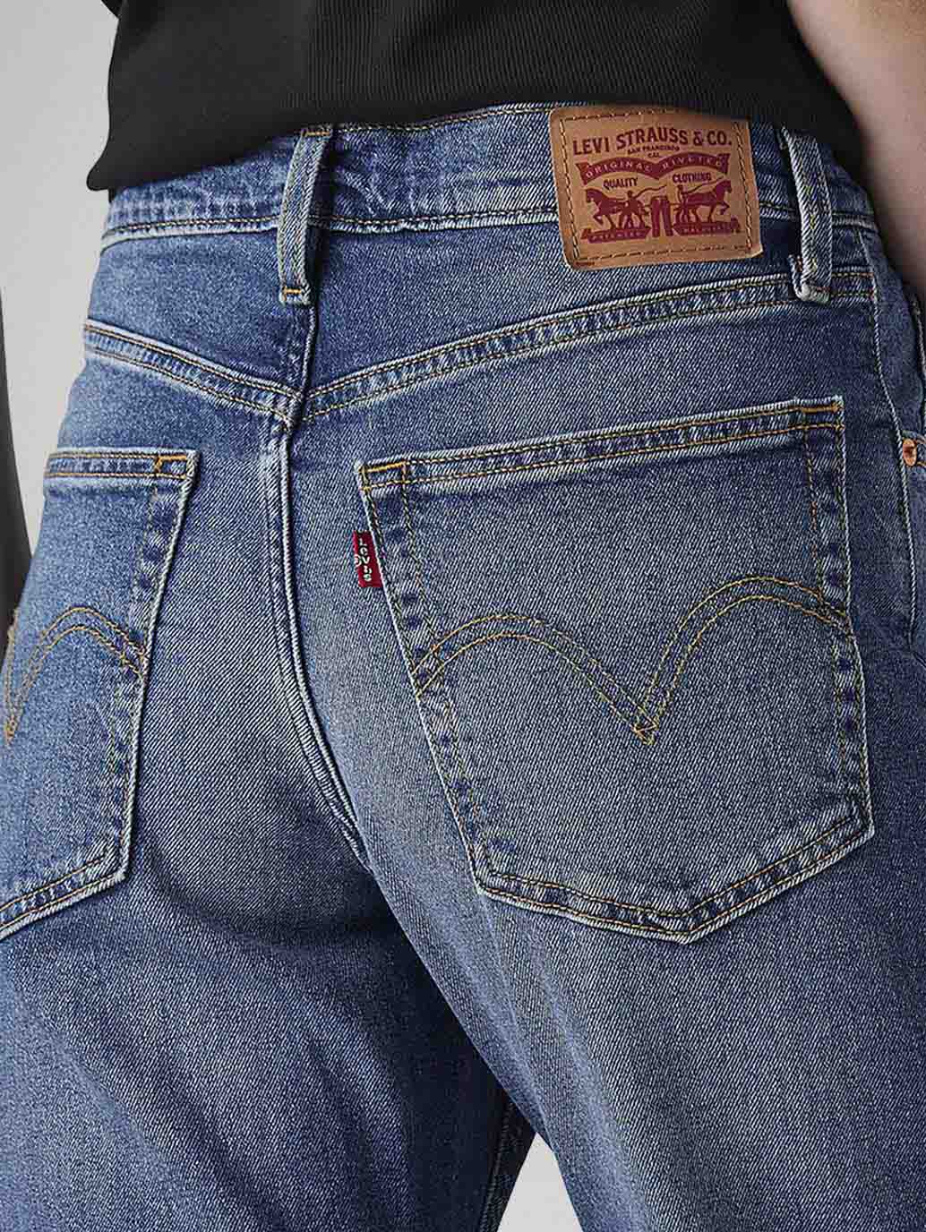 Women's Dark Indigo Loose Bootcut Fit Mid Rise Jeans