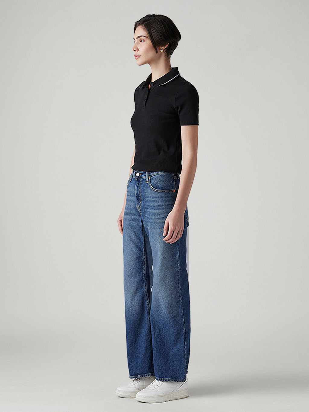 Women's Dark Indigo Loose Bootcut Fit Mid Rise Jeans