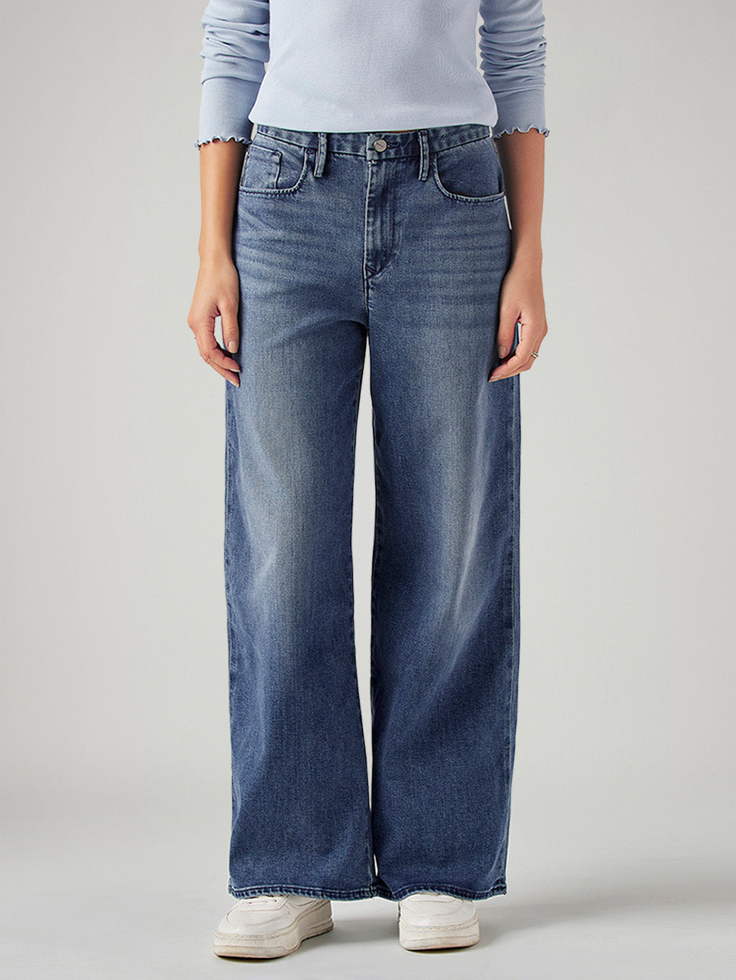 Women's Dark Indigo XL Straight Loose Fit Mid Rise Redloop Jeans