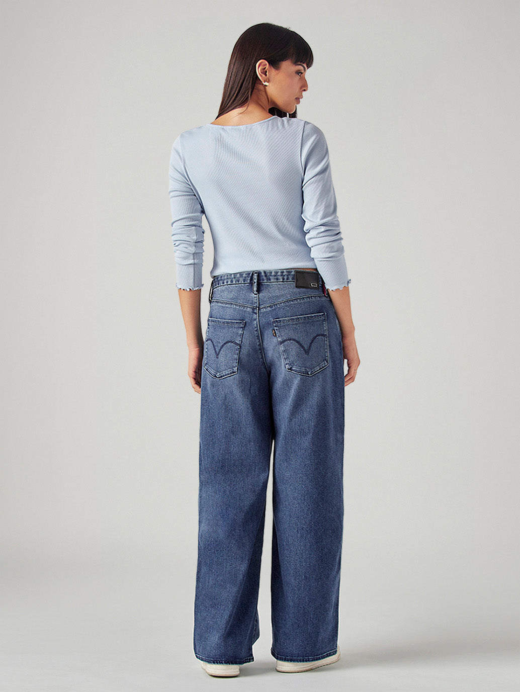 Women's Dark Indigo XL Straight Loose Fit Mid Rise Redloop Jeans
