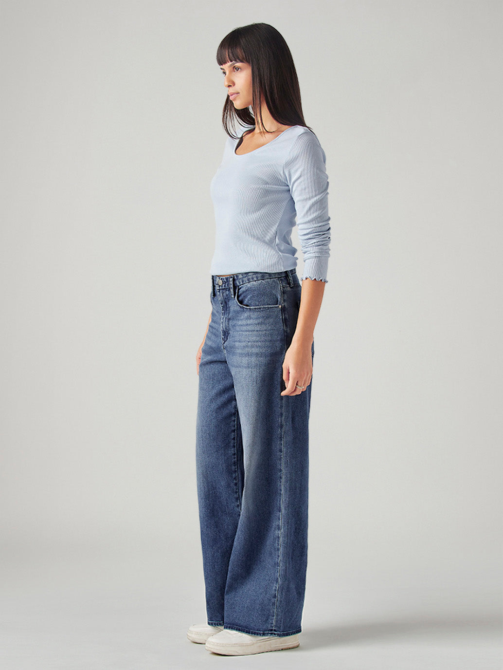 Women's Dark Indigo XL Straight Loose Fit Mid Rise Redloop Jeans