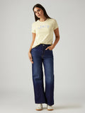 Women's Dark Indigo Ribcage Wide Leg Fit High Rise Jeans