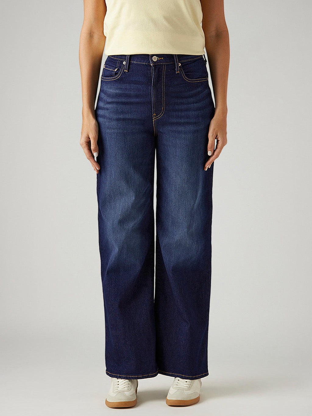 Women's Dark Indigo Ribcage Wide Leg Fit High Rise Jeans