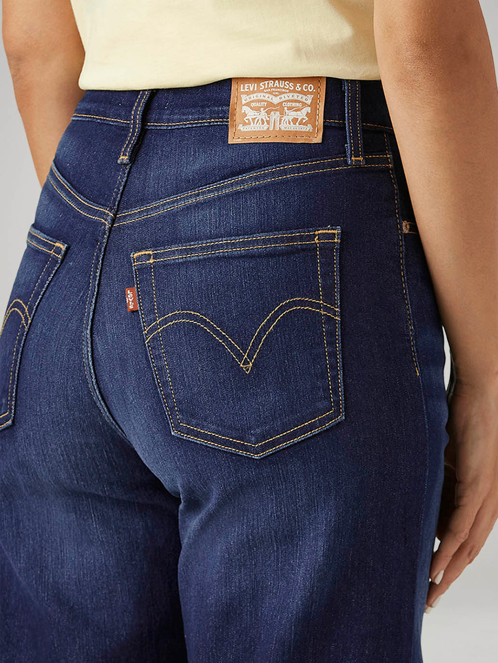 Women's Dark Indigo Ribcage Wide Leg Fit High Rise Jeans