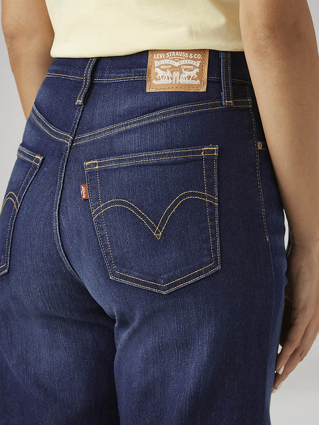 Women's Dark Indigo Ribcage Wide Leg Fit High Rise Jeans