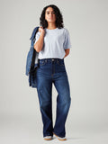 Women's Dark Blue Loose Fit High Rise Jeans