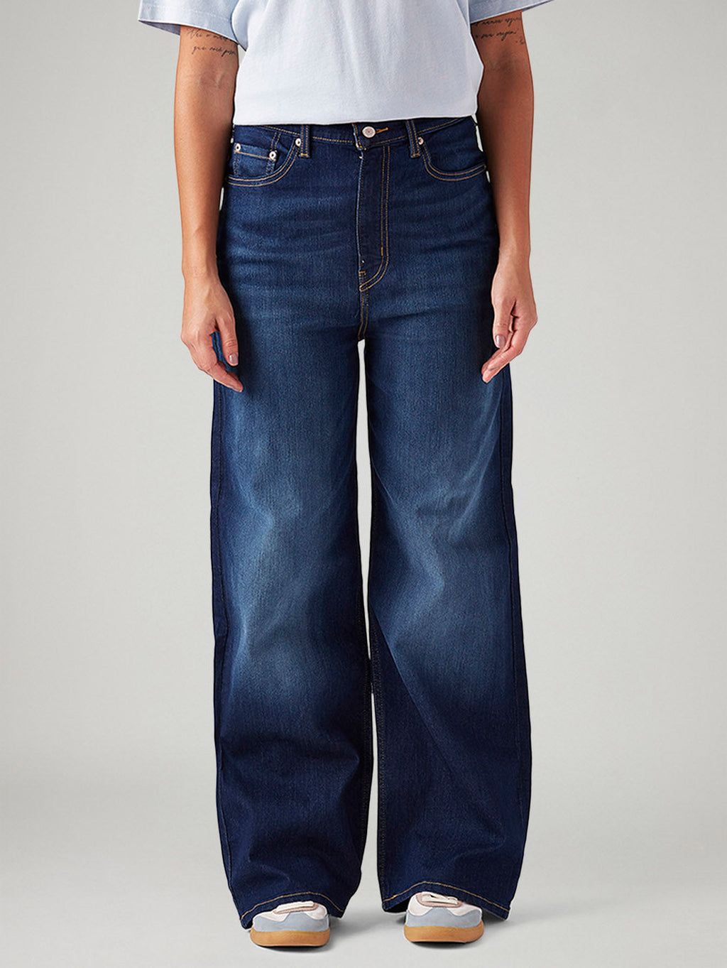 Women's Dark Blue Loose Fit High Rise Jeans