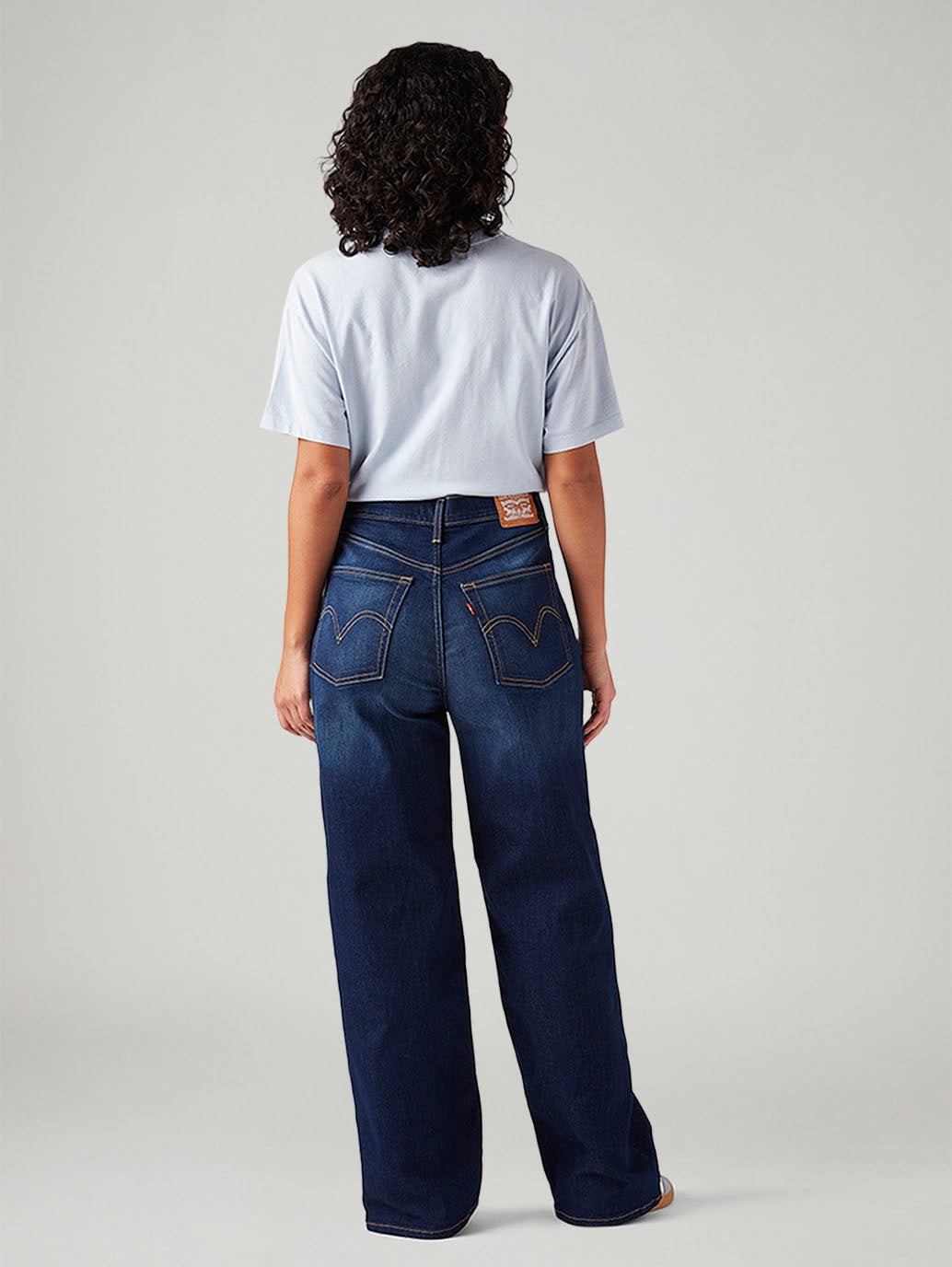 Women's Dark Blue Loose Fit High Rise Jeans
