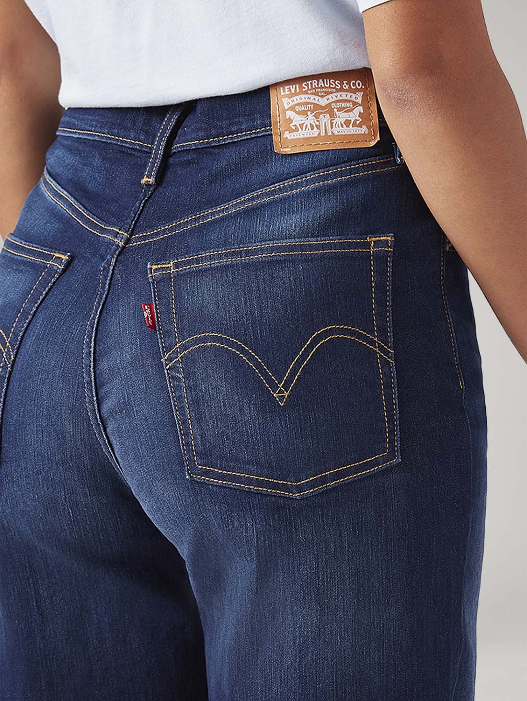Women's Dark Blue Loose Fit High Rise Jeans