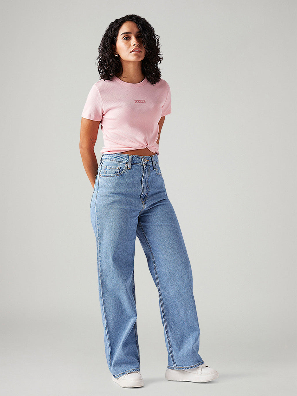 Women's Light Blue Loose Fit High Rise Jeans