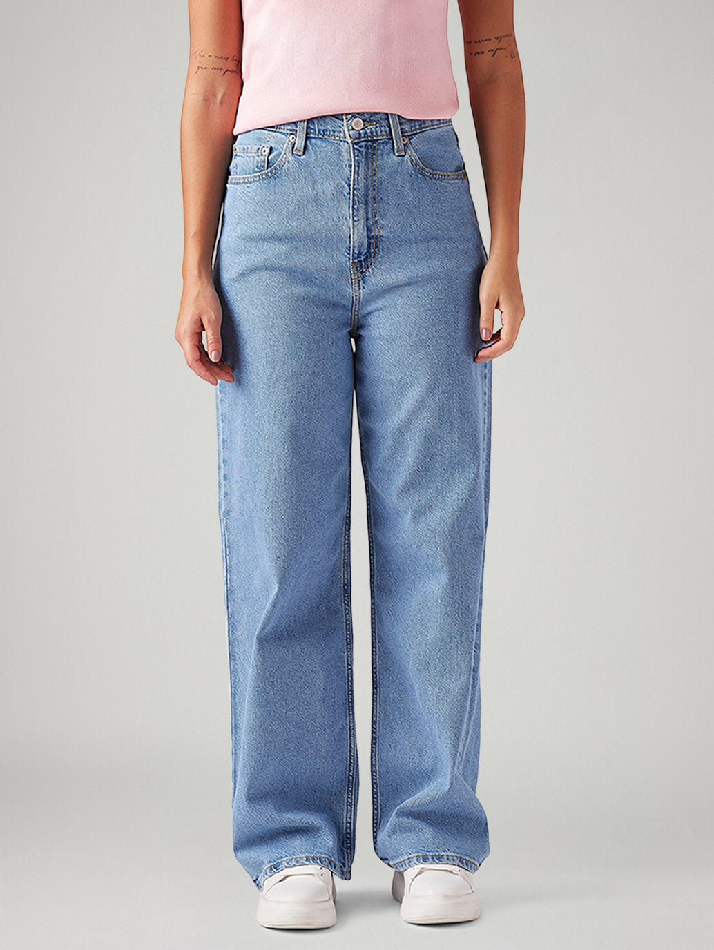 Women's Light Blue Loose Fit High Rise Jeans
