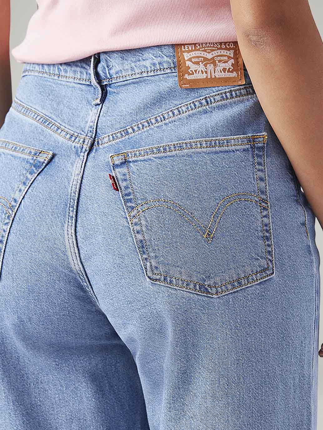 Women's Light Blue Loose Fit High Rise Jeans
