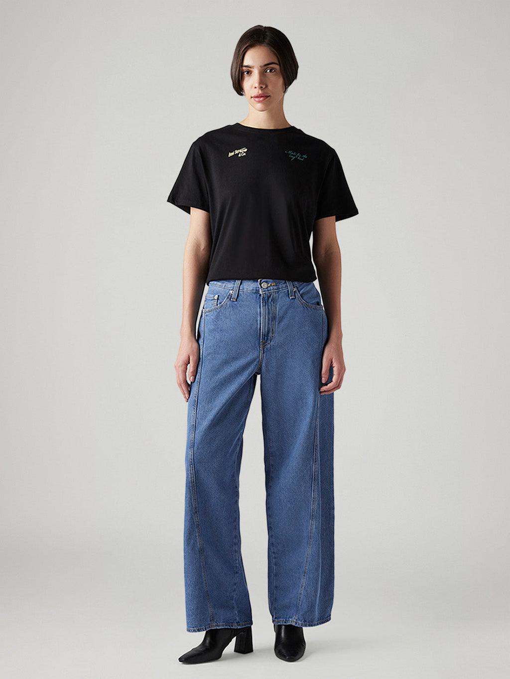 Women's Blue XL Straight Loose Fit Mid Rise Jeans