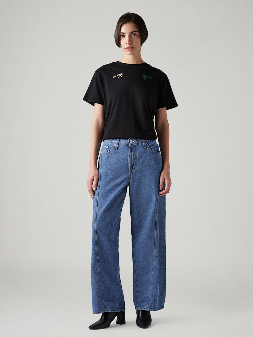 Women's Blue XL Straight Loose Fit Mid Rise Jeans
