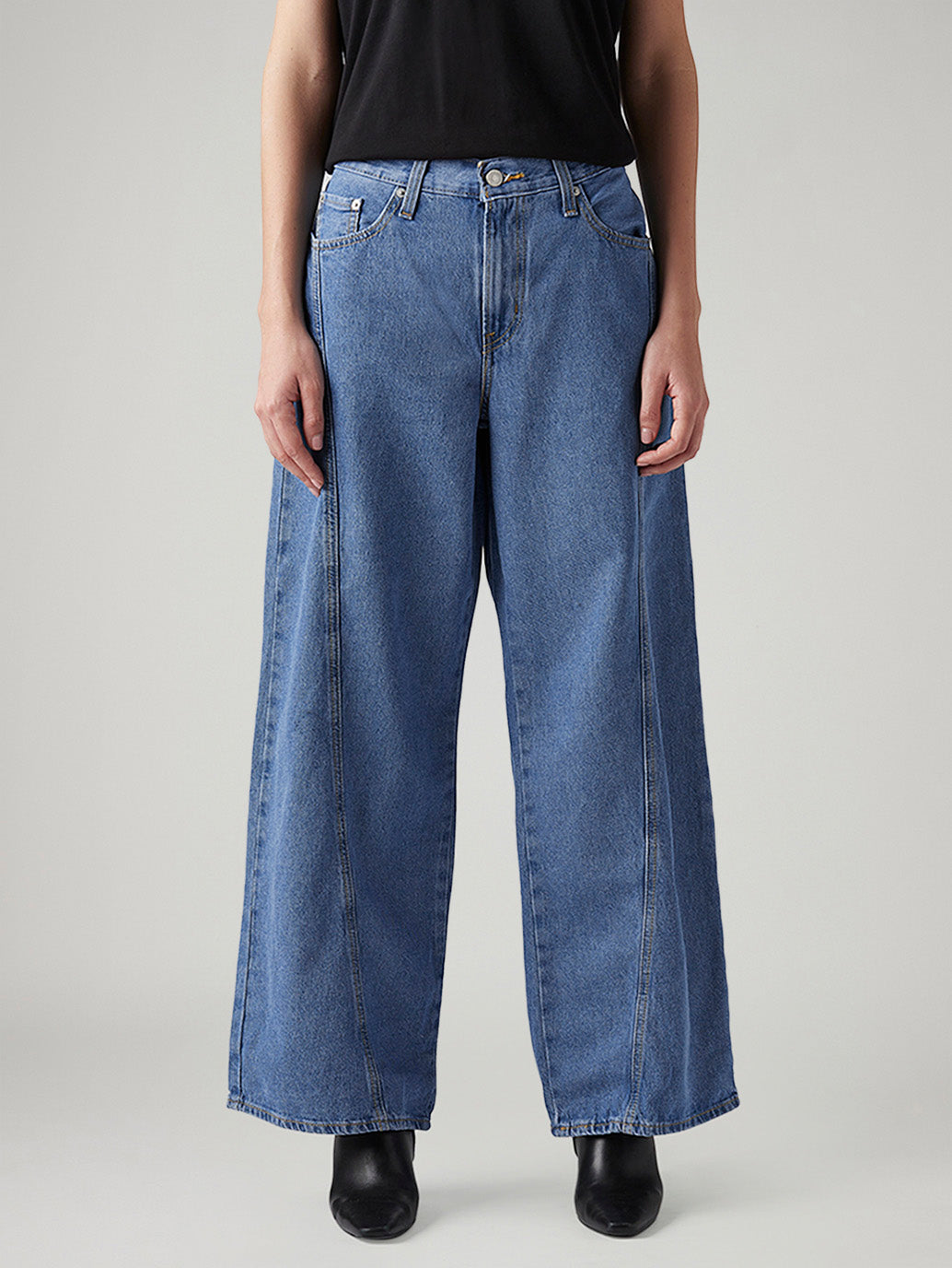 Women's Blue XL Straight Loose Fit Mid Rise Jeans