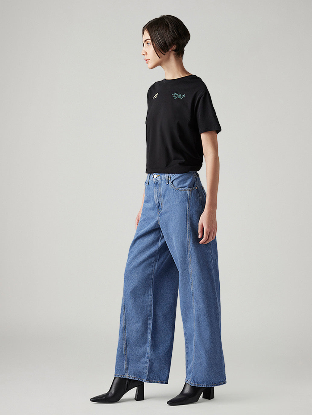 Women's Blue XL Straight Loose Fit Mid Rise Jeans