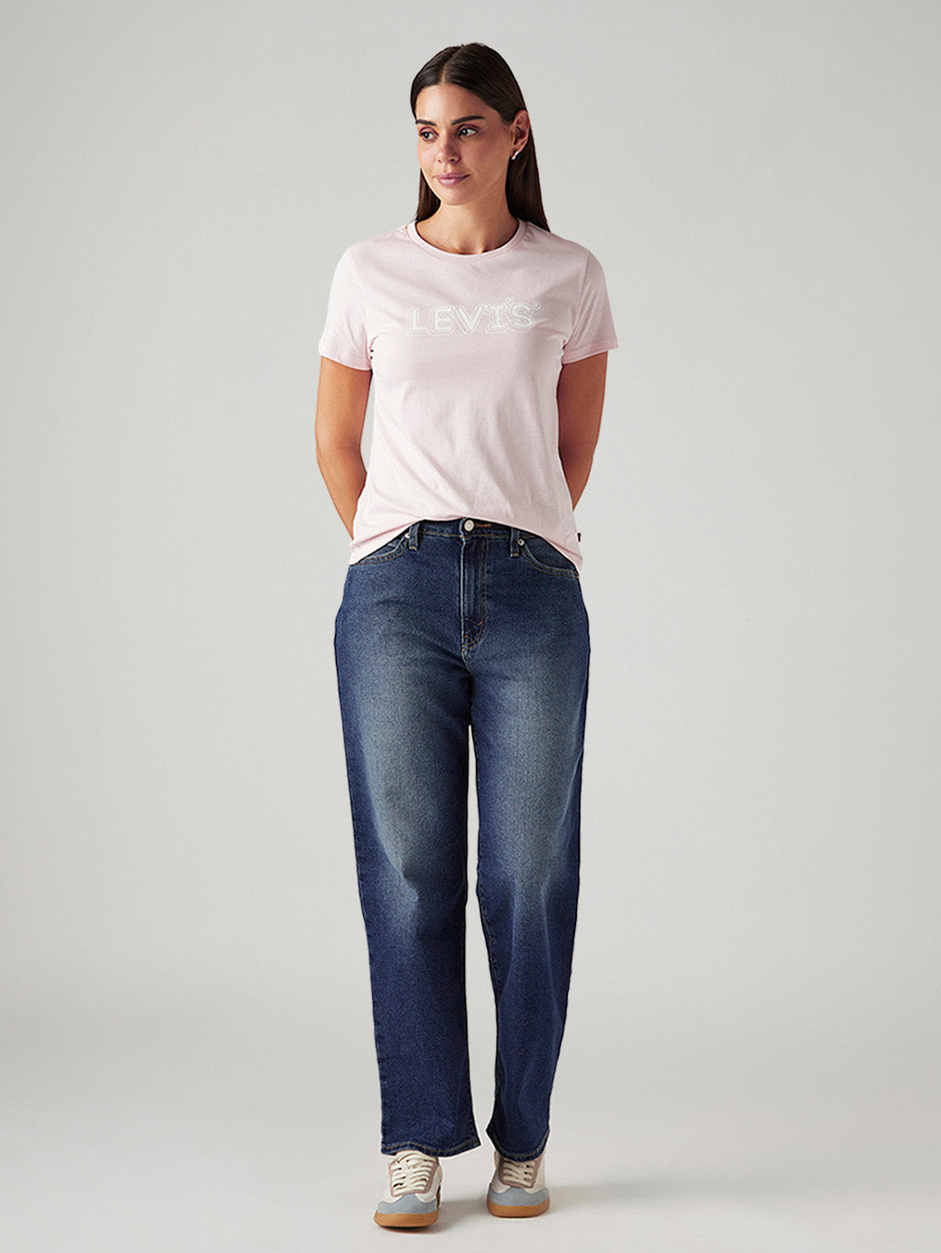 Women's Dark Indigo XL Straight Loose Fit Mid Rise Jeans
