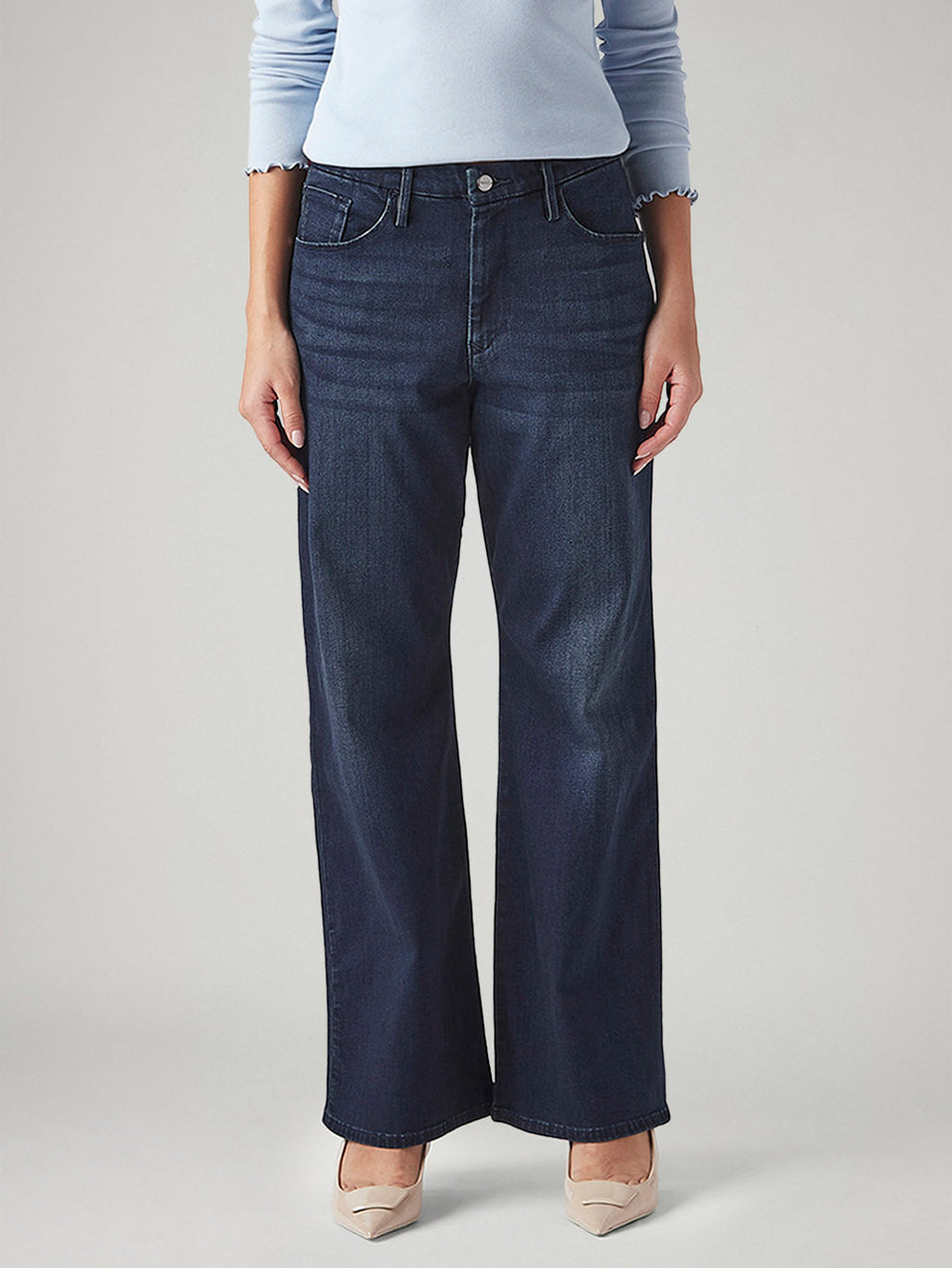 Women's Dark Blue Loose Bootcut Fit Mid Rise Redloop Jeans